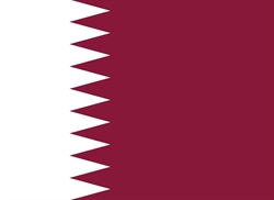 [ai] The national flag of Qatar, featuring a maroon field with a white serrated band along the left side.